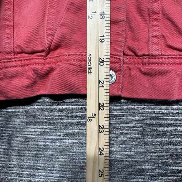 Free People Denim Jacket Women's L Red Christmas Pockets Trucker Rumors - Picture 7 of 13